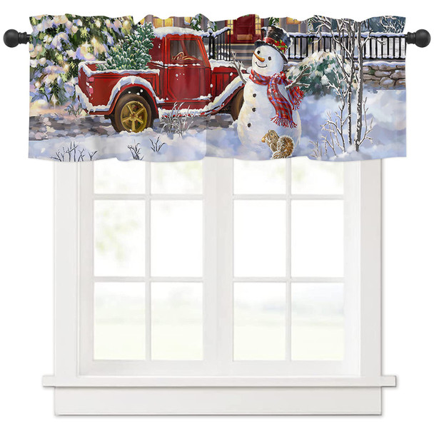 Christmas Snowman Valances Windows Curtain Red Truck with Xmas Tree Kitchen Valances Rod Pocket Snowy Winter Short Topper Curtains for Winter Holiday Christmas Decorations 1 Panel,54 by 18 inches Christmas Snowman Valances Windows Curtain Red Truck with Xmas Tree Kitchen Valances Rod Pocket Snowy Winter Short Topper Curtains for Winter Holiday Christmas Decorations 1 Panel,54 by 18 inches
