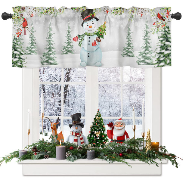 Christmas Snowman Valances Windows Curtain Red Cardinal Bird Christmas Tree Kitchen Curtains Valances Rod Pocket Short Topper Curtains for Winter Holiday Christmas Decorations 1 Panel,54 by 18 inches Christmas Snowman Valances Windows Curtain Red Cardinal Bird Christmas Tree Kitchen Curtains Valances Rod Pocket Short Topper Curtains for Winter Holiday Christmas Decorations 1 Panel,54 by 18 inches