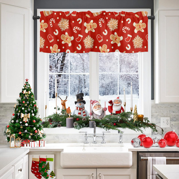 Christmas Valances for Windows Gingerbread Man Christmas Kitchen Curtain Valances Rod Pocket Snowflake Red Window Curtain Treatment Short Topper Curtains Seasonal Valance Christmas Decor, 42x18 Inch Christmas Valances for Windows Gingerbread Man Christmas Kitchen Curtain Valances Rod Pocket Snowflake Red Window Curtain Treatment Short Topper Curtains Seasonal Valance Christmas Decor, 42x18 Inch