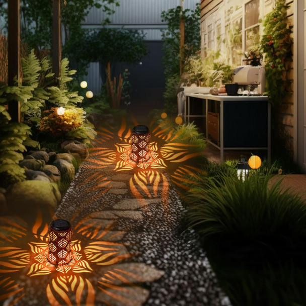 Solar Lanterns Outdoor Waterproof for Garden: Hanging Solar Lights Décor for Outside Patio Yard Porch Walkway