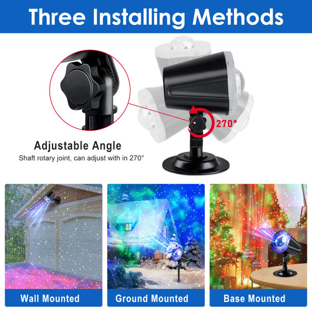 Laser Christmas Projector Lights Outdoor, Green Laser Starry Lights Show & RGBW Ocean Wave Projection Light with RF Control, Outdoor Waterproof Holiday Decor for Party Garden Halloween Year