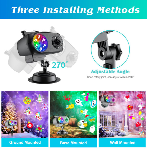 Christmas Halloween Projector Lights Outdoor, 2-in-1 Holiday LED Projection Light with 80 HD Moving Patterns & 3D Ocean Wave, IP65 Landscape Decor Lights with RF, for Year Easter Party Garden Christmas Halloween Projector Lights Outdoor, 2-in-1 Holiday LED Projection Light with 80 HD Moving Patterns & 3D Ocean Wave, IP65 Landscape Decor Lights with RF, for Year Easter Party Garden