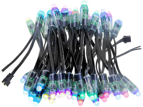 ALITOVE WS2811 Addressable LED Pixel Light 50pcs 5V 12MM Digital Dream Color Diffused RGB LED Pixels Module Round Black Wire IP68 Waterproof ALITOVE WS2811 Addressable LED Pixel Light 50pcs 5V 12MM Digital Dream Color Diffused RGB LED Pixels Module Round Black Wire IP68 Waterproof