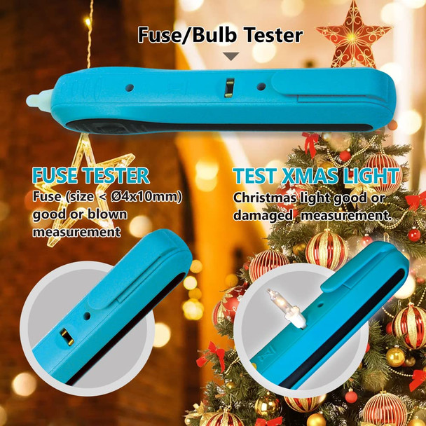 allsun Christmas Light String Tester Non Contact Voltage Finder Meter Light Bulb&Fuse Checker Gun 12-600 V AC Mini Light Repairing Tool, NOT Suitable LED Light String, Blue allsun Christmas Light String Tester Non Contact Voltage Finder Meter Light Bulb&Fuse Checker Gun 12-600 V AC Mini Light Repairing Tool, NOT Suitable LED Light String, Blue