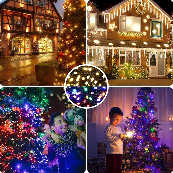AmyHomie Color Changing Christmas Lights, 108Ft 300LED Warm White Multicolor Christmas String Lights, 8 Modes Waterproof Fairy String Lights for Outdoor & Indoor Christmas Tree Home Patio Garden Decor
