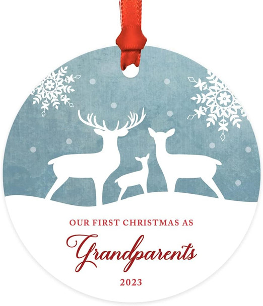 Andaz Press Family Metal Christmas Ornament, Our First Christmas As Grandparents , Rustic Deer Winter Snowflakes, 1-Pack, Includes Ribbon and Bag Grandparents Ornament Andaz Press Family Metal Christmas Ornament, Our First Christmas As Grandparents , Rustic Deer Winter Snowflakes, 1-Pack, Includes Ribbon and Bag Grandparents Ornament
