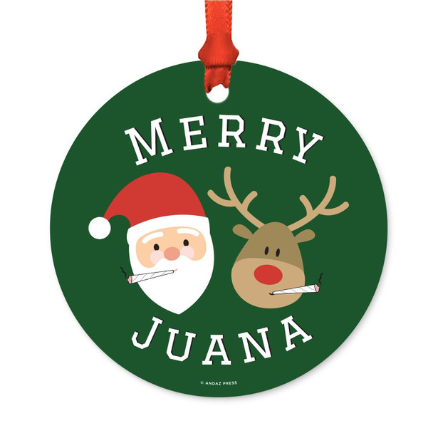 Andaz Press Marijuana Pot Cannabis Weed Round Metal Christmas Ornaments, Merry Juana Reindeer Smoking Pot Cigarette, Includes Ribbon and Bag, Stoned Stoner Weed Christmas Ornaments Andaz Press Marijuana Pot Cannabis Weed Round Metal Christmas Ornaments, Merry Juana Reindeer Smoking Pot Cigarette, Includes Ribbon and Bag, Stoned Stoner Weed Christmas Ornaments