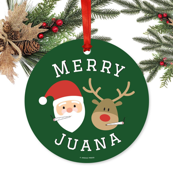 Andaz Press Marijuana Pot Cannabis Weed Round Metal Christmas Ornaments, Merry Juana Reindeer Smoking Pot Cigarette, Includes Ribbon and Bag, Stoned Stoner Weed Christmas Ornaments Andaz Press Marijuana Pot Cannabis Weed Round Metal Christmas Ornaments, Merry Juana Reindeer Smoking Pot Cigarette, Includes Ribbon and Bag, Stoned Stoner Weed Christmas Ornaments