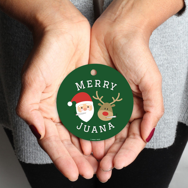 Andaz Press Marijuana Pot Cannabis Weed Round Metal Christmas Ornaments, Merry Juana Reindeer Smoking Pot Cigarette, Includes Ribbon and Bag, Stoned Stoner Weed Christmas Ornaments Andaz Press Marijuana Pot Cannabis Weed Round Metal Christmas Ornaments, Merry Juana Reindeer Smoking Pot Cigarette, Includes Ribbon and Bag, Stoned Stoner Weed Christmas Ornaments