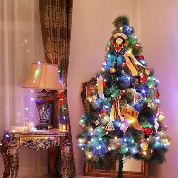 Anycosy Christmas Lights C6, 32.8 Ft 100 LEDs Strawberry Battery Operated Strings Lights 8 Modes & Timer for Xmas Tree Garland Garden Patio Indoor Outdoor Christmas Decorations