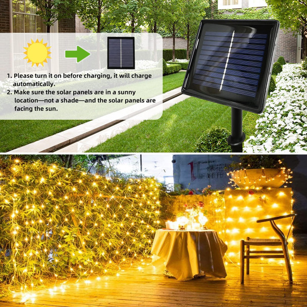 Anycosy Solar Net Lights Outdoor, 390 LED 13ft x 5ft Remote Control Mesh Lights Waterproof, Solar Powered Christmas Lights Decorations with 8 Modes for Outdoor (Warm White)