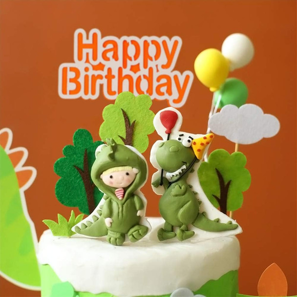 Dinosaur Cake Toppers Kit- Set of 20 - Dinosaur Body Cake Decor, Dinosaurs, Trees, Clouds, Leaf, Grass, Balloon and Happy Birthday Cake Topper