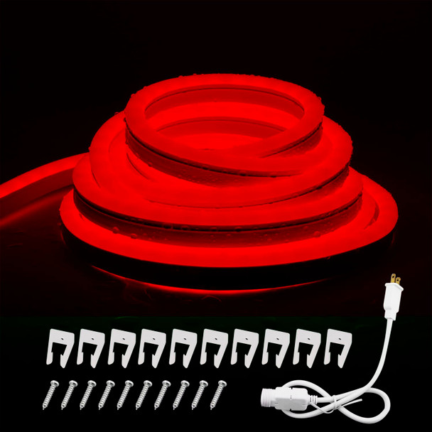 16.4FT Neon Lights Red, LED Flexible Linkable Waterproof Strip Rope Lights for DIY Sign Living Gaming Room Bedroom Bars Wall Party Wedding Christmas Indoor Outdoor Décor