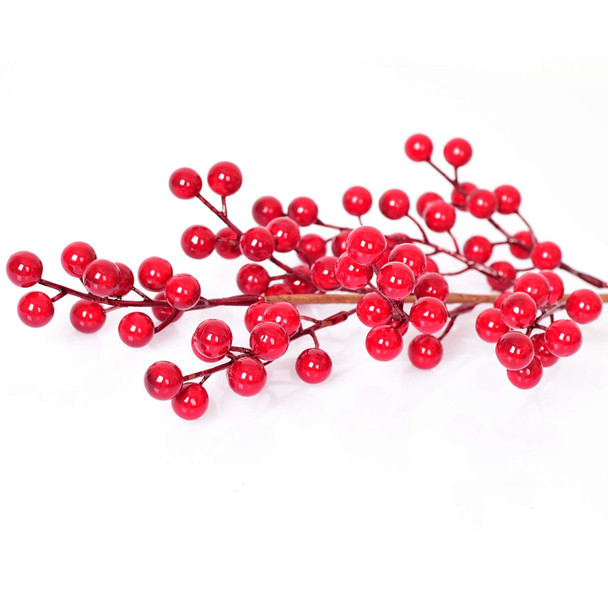 Artiflr 4 Pack Artificial Red Berry Stems Holly Christmas Berries for Festival Holiday Crafts and Home Decor, 20 Inches Burgundy Berry Floral Christmas Tree Decorations