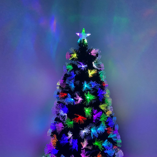 7ft Pre-Lit Fiber Optic Artificial Christmas Tree, 280 Branches, RGB Color Changing, Optical Fiber Xmas Tree for Home, Office, Holiday Décor Centerpiece