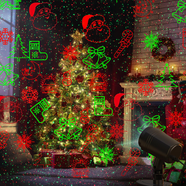 Christmas Projector Lights Outdoor, Waterproof with Remote,16 Patterns Christmas Lights Projector, Timer, Red and Green Xmas Landscape Spotlight Suitable for Garden Christmas Decor Indoor Home Party