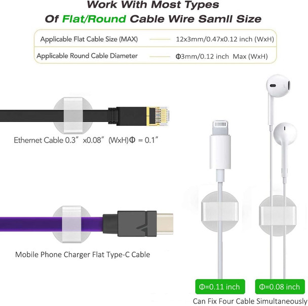 Clear Strip Light Mounting Clips Self-Adhesive Hooks,Fixing Clamps LED Strip Light 8mm,10mm,12mm.100 Pack Strip Light Brackets Holder,USB Cable Wires Organizer.