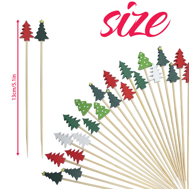 200Pcs Christmas Trees Cocktail Picks,Christmas Trees Shape Fruit Toothpick,Party Toothpicks for Appetizers Cocktail Decorations for Party Supplies