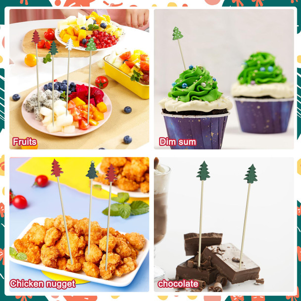 200Pcs Christmas Trees Cocktail Picks,Christmas Trees Shape Fruit Toothpick,Party Toothpicks for Appetizers Cocktail Decorations for Party Supplies