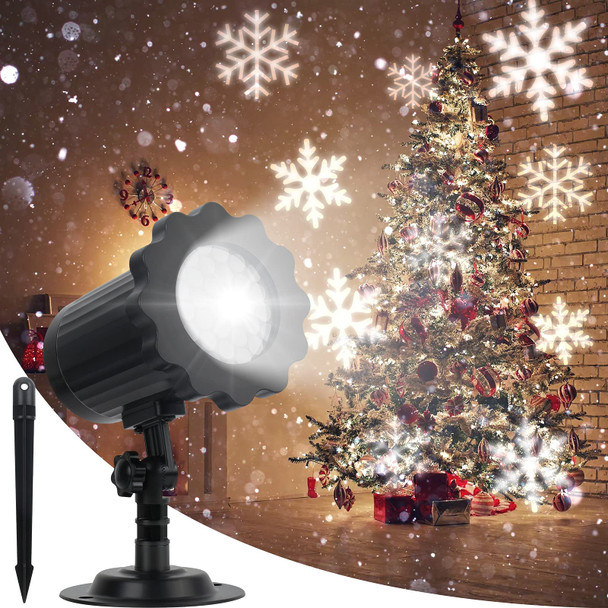 Christmas Projector Lights Outdoor,Avokadol Led Snowflake Light Projector,Holiday Decorations IP65 Weatherproof Snow Projector 360° Adjustable for Spotlights/ Year/Family Party Outdoor Indoor.
