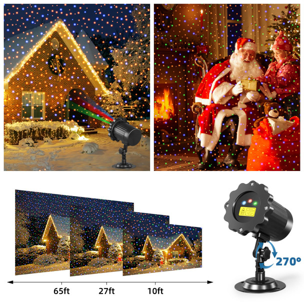 Laser Christmas Lights,Laser Projector Outdoor,3 Colors Moving Starry Lights Show with Remote Control,Holiday Decorations Outside with 16.5ft Cord,IP65 Waterproof-for Halloween/Garden/Party