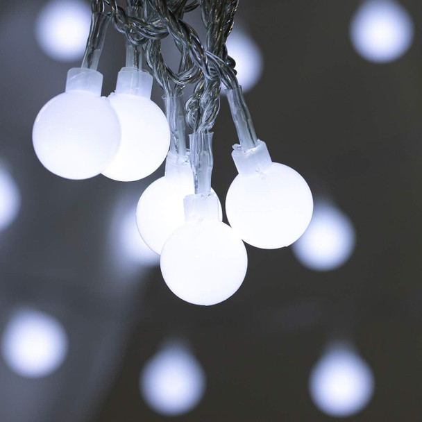 100 LED 49 FT Globe Ball String Lights Fairy String Lights Plug in with Remote 8 Modes Extendable for Indoor Outdoor Wedding Birthday Christmas Tree Garden Decor (White)