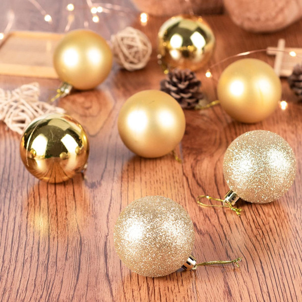 24Pcs Christmas Balls Ornaments for Xmas Christmas Tree - Shatterproof Christmas Tree Decorations Hanging Ball for Holiday Wedding Party Decoration (2.36“, Gold)