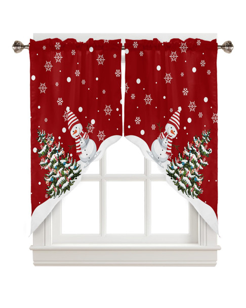 Christmas Swag Curtain Valance for Windows,Xmas Cute Snowman and Christmas Tree Window Treatments Short Swag Topper for Kitchen Windows Bathroom Bedroom,28 x 36 Inch Christmas Swag Curtain Valance for Windows,Xmas Cute Snowman and Christmas Tree Window Treatments Short Swag Topper for Kitchen Windows Bathroom Bedroom,28 x 36 Inch