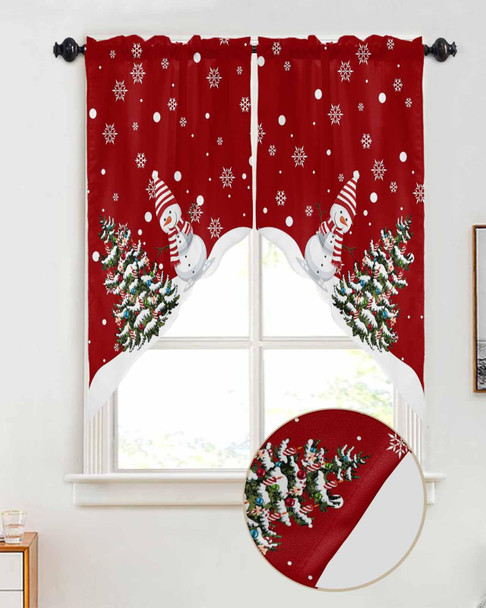 Christmas Swag Curtain Valance for Windows,Xmas Cute Snowman and Christmas Tree Window Treatments Short Swag Topper for Kitchen Windows Bathroom Bedroom,28 x 36 Inch Christmas Swag Curtain Valance for Windows,Xmas Cute Snowman and Christmas Tree Window Treatments Short Swag Topper for Kitchen Windows Bathroom Bedroom,28 x 36 Inch
