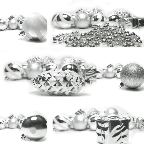 Christmas Tree Ornaments - Set of 27 - Assorted Styles and Shapes - Xmas Holiday Balls, Silver Presents, Shiny Pine Cones with White Glitter and a Tree Topper 1.5" to 3.5" Christmas Tree Ornaments - Set of 27 - Assorted Styles and Shapes - Xmas Holiday Balls, Silver Presents, Shiny Pine Cones with White Glitter and a Tree Topper 1.5" to 3.5"