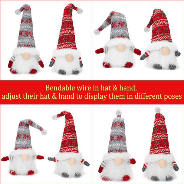 BAODLON Christmas Gnome Decorations with Light, 13.4 Inches Set of 2 Knitted Hat Nisse Figurine Plush Swedish Nordic Tomte Scandinavian Elf X'Mas Holiday Party Home Table Decor Ornaments (Red & Grey) BAODLON Christmas Gnome Decorations with Light, 13.4 Inches Set of 2 Knitted Hat Nisse Figurine Plush Swedish Nordic Tomte Scandinavian Elf X'Mas Holiday Party Home Table Decor Ornaments (Red & Grey)