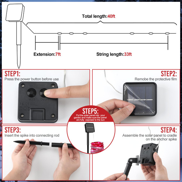 2 Pcs Christmas Solar Outdoor Rope Lights Candy Color Waterproof Twinkle Lights 33ft 100 LED Waterproof Christmas Lights Decorative Fairy Lights for Road Pathway Garden Yard Party Xmas Holiday