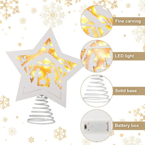 Christmas Tree Topper Led Lighted Treetop Nativity Christmas Tree Star White Pentagram Tree Top Xmas Star Treetop Decor for Christmas Tree Decoration Winter Wedding Party 8.7 x 10.8 Inch Christmas Tree Topper Led Lighted Treetop Nativity Christmas Tree Star White Pentagram Tree Top Xmas Star Treetop Decor for Christmas Tree Decoration Winter Wedding Party 8.7 x 10.8 Inch