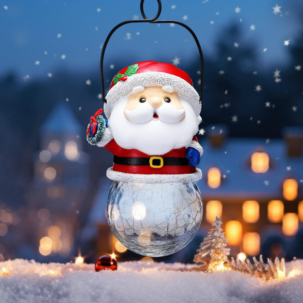 Christmas Solar Lanterns Christmas Outdoor Hanging Lantern Xmas Decorative Lamps Decor for Garden, Patio, Yard, Porch, Xmas Holiday Party Decor Christmas Women (Santa Claus)