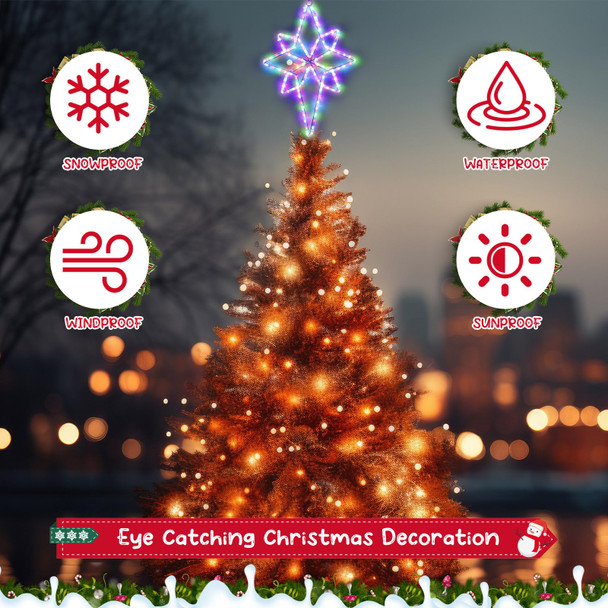 22 Inch Large Star of Bethlehem Outdoor Lights, 360 LED Neon Motif Bright LEDs Outdoor Christmas Nativity Scene Yard Porch with Standard Adaptor Waterproof for Wall Hanging (Colorful)