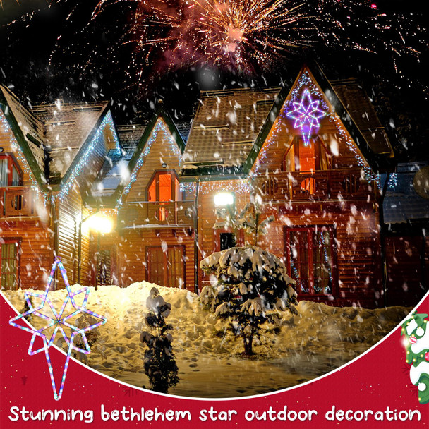 22 Inch Large Star of Bethlehem Outdoor Lights, 360 LED Neon Motif Bright LEDs Outdoor Christmas Nativity Scene Yard Porch with Standard Adaptor Waterproof for Wall Hanging (Colorful)
