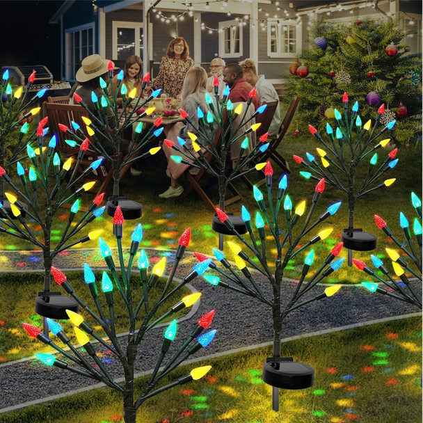 Christmas Outside Decorations Solar Garden Lights Outdoor-2PACK 40LED Multicolor C6 Strawberry Tree Lights with Christmas Party & s Decor,Solar Christmas Candy Lights for Home Holiday Decor