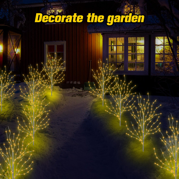 Christmas Decorations Outdoor,2PACKS 3FT 140LED Birch Tree with Christmas Lights,Indoor&Outdoor Use,8Modes,Solar Birch Tree Lights for Christmas/Halloween/Easter/Home/Porch/Wedding Decor