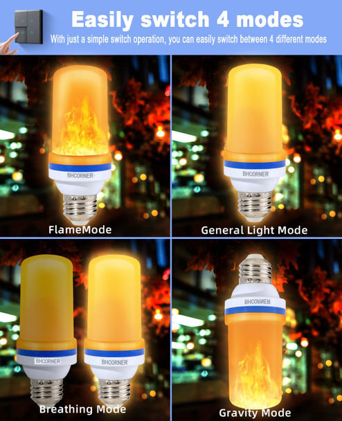 LED Flame Effect Light Bulbs - Halloween Decorations Outdoor Light Bulbs,E26/E27 Base Christmas Flickering Light Bulbs Outdoor Halloween Deco Indoor Night Fire Light Bulb (Orange 6 Pack)