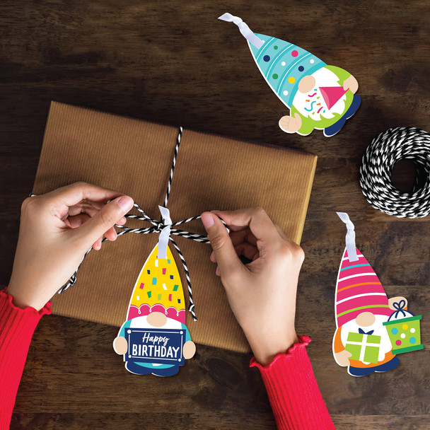 Big Dot of Happiness Gnome Birthday - Happy Birthday Decorations - Tree Ornaments - Set of 12