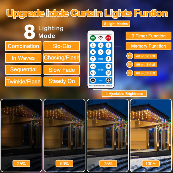 Solar Christmas Lights Outdoor Waterproof, 50+16Ft 506 LED Icicle Lights for Outside with 101 Drops Connectable Rechargeable Dimmable 8 Modes Fairy Lights for Xmas Outdoor House Roof Eaves