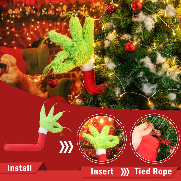 Christmas Elf Body Tree Decorations, Christmas Tree Decor Elf Arms Stole Christmas Elf Stuffed Leg Stuck Xmas Tree Topper Garland Ornaments Pose-able Plush Legs for Tree Ornaments (Legs+Arm)