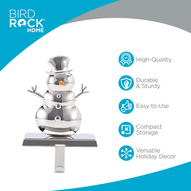 BIRDROCK HOME Christmas Stocking Holders for Mantle - Weighted Metal Hanger for Stockings & Holiday Decor - Sturdy Metal Hook for Fireplace, Staircase & Shelf - Non-Scratch Base - Snowman BIRDROCK HOME Christmas Stocking Holders for Mantle - Weighted Metal Hanger for Stockings & Holiday Decor - Sturdy Metal Hook for Fireplace, Staircase & Shelf - Non-Scratch Base - Snowman