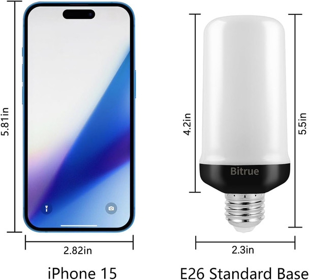 Bitrue LED Flame Effect Light Bulb, 4 Modes Flame Light Bulbs, E26 Base Fire Light Bulb with Gravity Sensor,Flickering Light Bulbs Halloween Home Party(4 Pack)