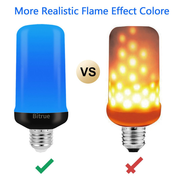 Bitrue LED Flame Light Bulbs, 4 Modes Blue Flame Effect Light Bulbs, E26 Base Fire Light Bulb with Gravity Sensor, Flickering Light Bulbs for/Home/Party Decor(Blue 2 Pack)
