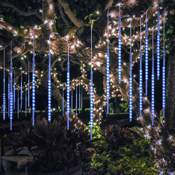 BlueFire d Meteor Shower Lights, 19.68 Inch 10 Tubes 540 LEDs Outdoor Icicle Christmas Lights, Waterproof Falling Rain Lights for Tree Holiday Porch Yard Patio Roof Party Decoration (Blue)