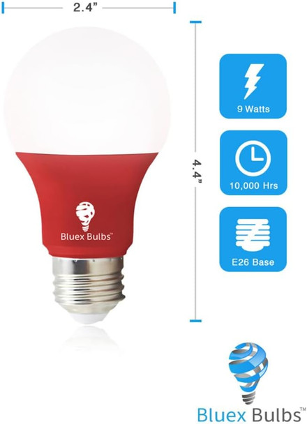 4 Pack LED Red and Green Light Bulbs - 120V E26 Base 9 Watt (60-watt Replacement) - Red and Green Bulbs for Party Decoration, Porch, Home Lighting, Christmas 4 Pack