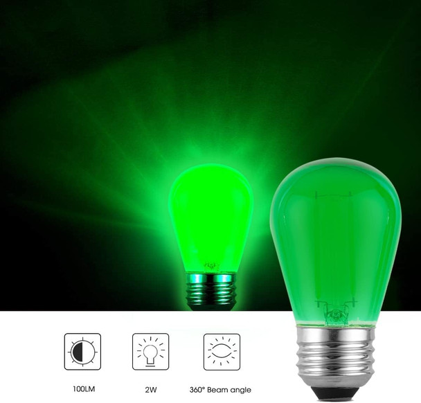 6 Pack Replacement S14 LED Christmas Light Bulbs S14 LED Bulbs for Outdoor String Lights 2W E26 Base Decor Red Light Bulbs Green Light Bulb, String Lights, Window Candle Indoor Outdoor S14 Light Bulbs