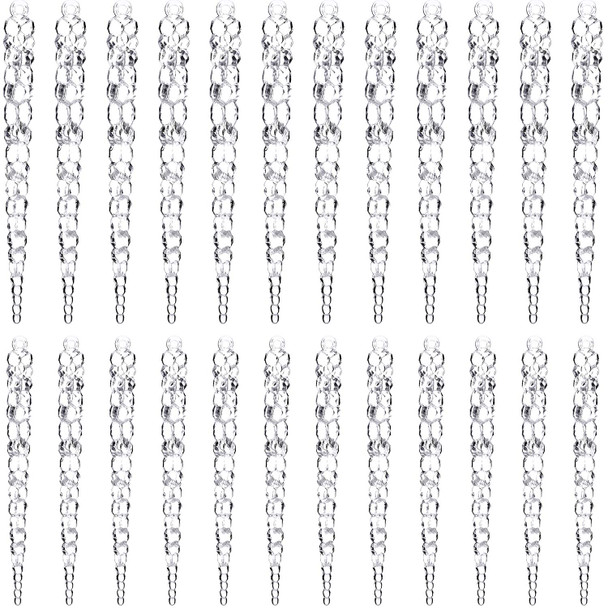Blulu 24 Pieces Clear Icicle Ornaments Plastic Icicle for Christmas Holiday Tree or Wedding Decoration 5 Inch and 5-9/10 Inch Blulu 24 Pieces Clear Icicle Ornaments Plastic Icicle for Christmas Holiday Tree or Wedding Decoration 5 Inch and 5-9/10 Inch
