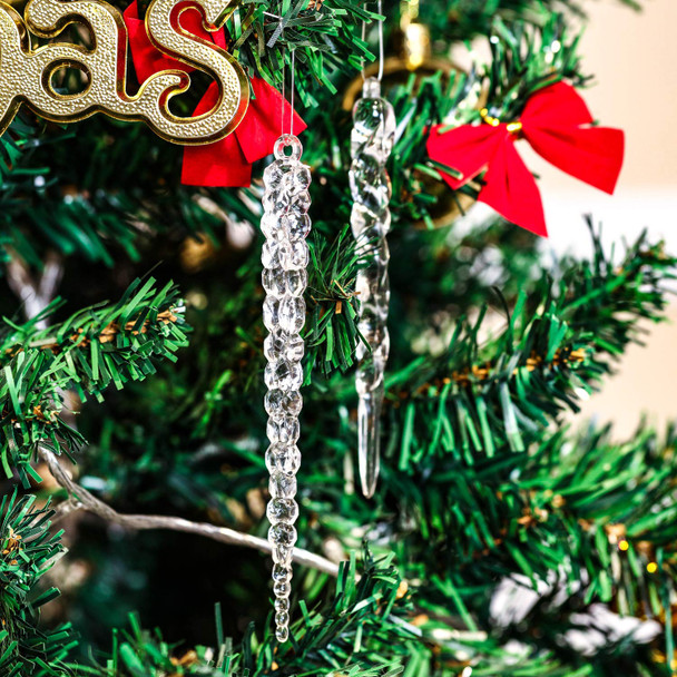 Blulu 24 Pieces Clear Icicle Ornaments Plastic Icicle for Christmas Holiday Tree or Wedding Decoration 5 Inch and 5-9/10 Inch Blulu 24 Pieces Clear Icicle Ornaments Plastic Icicle for Christmas Holiday Tree or Wedding Decoration 5 Inch and 5-9/10 Inch